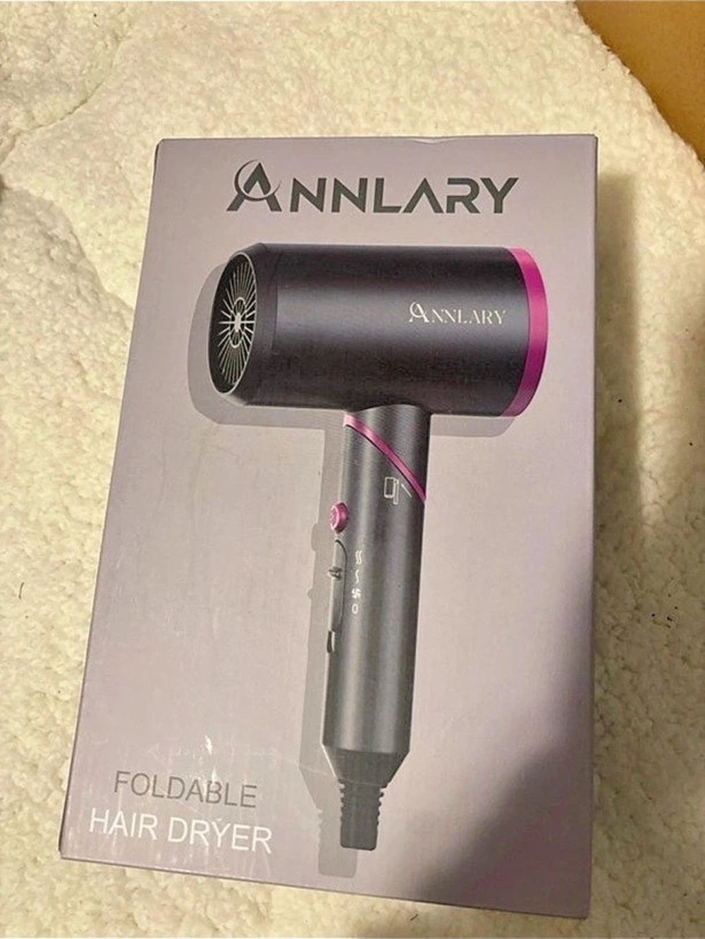 ANNLARY Foldable Hair Dryer Black & Pink NWT
